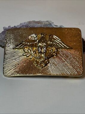 Vintage American Eagle Patriotic Design Gold Tone Belt Buckle